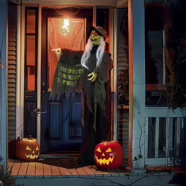 Alt view image 3 of 7 - Yescom Animated Halloween Decorations,Scary Witch,6FT Life Size,Motion/Sound Activated Party Outdoor 2026