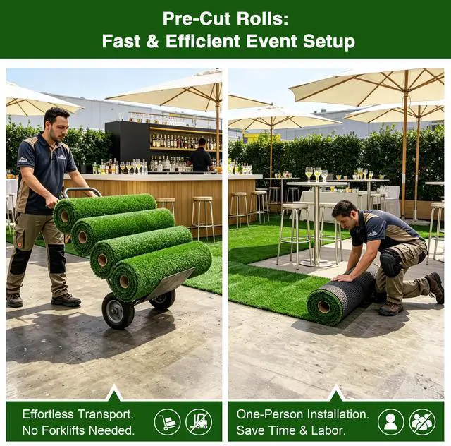 Alt view image 4 of 7 - Yescom 3-FTx33-FT Lounge Event Turf Cocktail Party Wedding Runner Grass for Show Exhibition Photo Zones 0.8"H