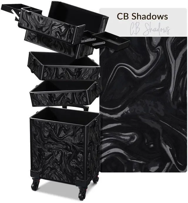 Main image of Byootique Rolling Makeup Train Case 4in1 Cosmetic Trolley Organizer Case Lockable Salon Barber Case Traveling Cart Trunk with Wheels for Makeup Artist Trave Nail,CoyoteButtes Shadows