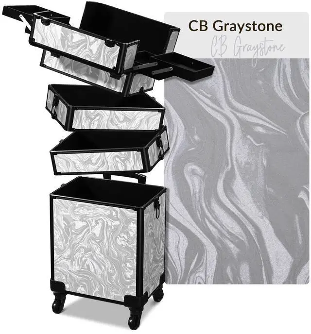 Main image of Byootique Rolling Makeup Train Case 4in1 Cosmetic Trolley Organizer Case Lockable Salon Barber Case Traveling Cart Trunk with Wheels for Makeup Artist Trave Nail,CoyoteButtes Graystone