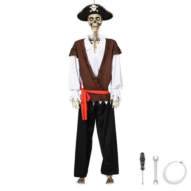 Alt view image 2 of 7 - Yescom 5.6Ft Halloween Pirate Captain Skeleton Life Size Human Bone Movable Joints Outdoor Decor 2026