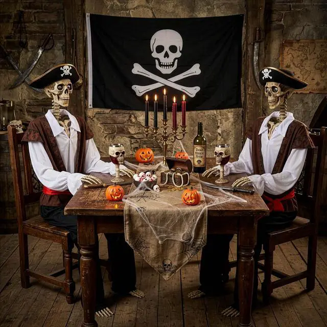Main image of Yescom 2Pack 5.6 Ft Halloween Pirate Captain Skeleton Life Size Bone Detailed Costume Outdoor Decor 2026