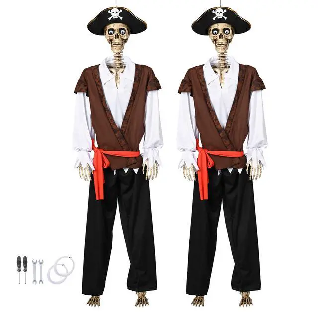 Alt view image 2 of 7 - Yescom 2Pack 5.6 Ft Halloween Pirate Captain Skeleton Life Size Bone Detailed Costume Outdoor Decor 2026