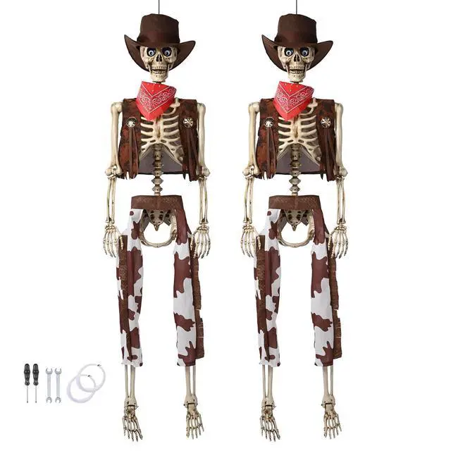 Alt view image 2 of 7 - Yescom 2Pcs Halloween Pirate Life Size Skeleton Cowboy Party Haunted House Decorations 2026