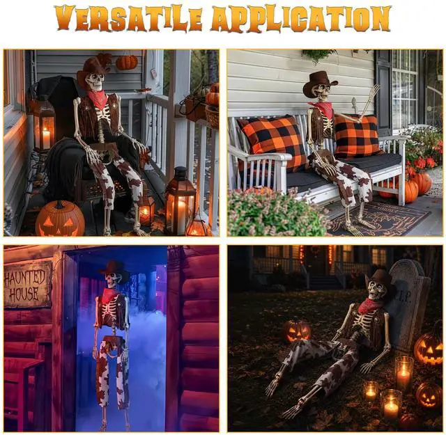 Alt view image 6 of 7 - Yescom 2Pcs Halloween Pirate Life Size Skeleton Cowboy Party Haunted House Decorations 2026
