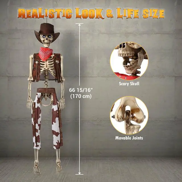 Alt view image 5 of 7 - Yescom 2Pcs Halloween Pirate Life Size Skeleton Cowboy Party Haunted House Decorations 2026