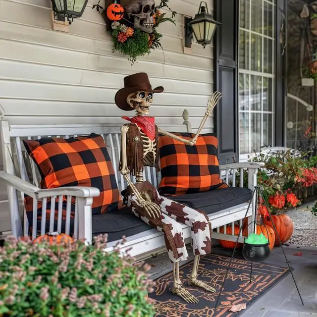 Main image of Yescom 5.6 Ft Life Size Cowboy Skeleton & Witches Cauldron on 31" Tripod with LED Light Party Decoration 2026