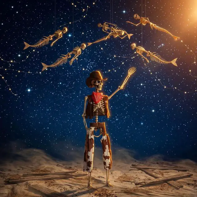 Main image of Yescom 5.6 Ft Life Size Cowboy Skeleton with 4 Pcs Mermaid Skeleton Halloween Decorations Party 2026