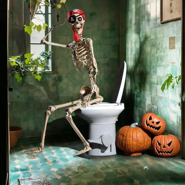 Alt view image 2 of 7 - Yescom Pirate Life Size Skeleton Poseable Full Size 5.6 Ft Halloween Party Decorations Haunted House 2026