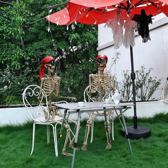 Alt view image 7 of 7 - Yescom 2PCS Pirate Life Size Skeleton Poseable Full Size Halloween Party Decoration Haunted House 2026