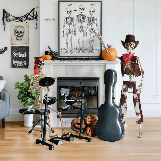 Alt view image 6 of 7 - Yescom Pirate Life Size Skeleton Poseable Full Size 5.6 Ft Halloween Party Decorations Haunted House 2026