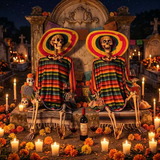 Main image of Yescom 2 Pack 5.6ft Life Size Posable Skeleton Halloween Decor w/ Shawl Sombrero