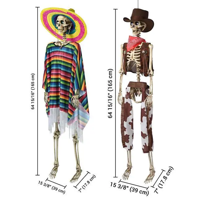 Alt view image 6 of 7 - Yescom 2 Pack Life Size Skeleton Decorations Fully Posable Halloween Yard Décor