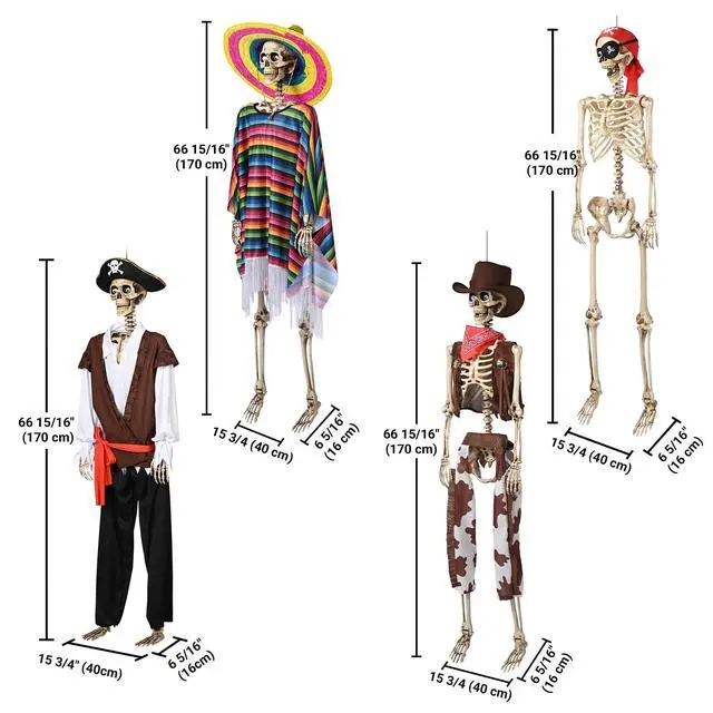 Alt view image 5 of 7 - Yescom 4 Pack Life Size Skeleton Decorations Fully Posable Halloween Yard Décor