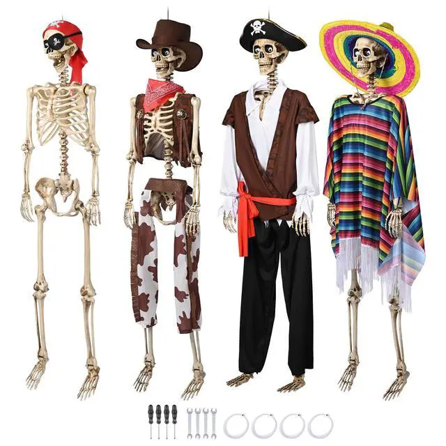 Alt view image 6 of 7 - Yescom 4 Pack Life Size Skeleton Decorations Fully Posable Halloween Yard Décor
