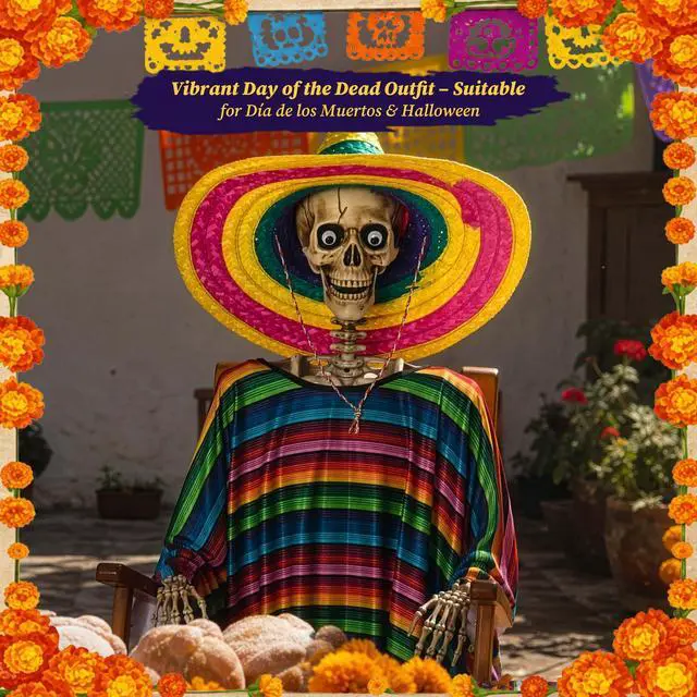 Alt view image 2 of 7 - Yescom Life Size Skeletons 5.6ft w/ 10FT 20 LEDs Marigold Fairy Lights Halloween