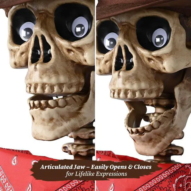 Alt view image 4 of 7 - Yescom 3 Pcs Halloween Skeleton 5.6 Ft Life Size Pirate Captain & Cowboy Full Body Bone Party 2026