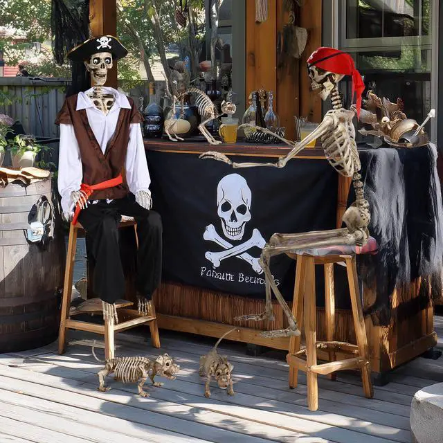 Alt view image 2 of 7 - Yescom 1 Pcs Pirate Captain Skeleton & 1 Pcs Pirate Skeleton 5.6 Ft Life Size Full Body Party Decoration 2026