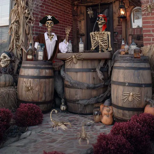 Alt view image 3 of 7 - Yescom 1 Pcs Pirate Captain Skeleton & 1 Pcs Pirate Skeleton 5.6 Ft Life Size Full Body Party Decoration 2026
