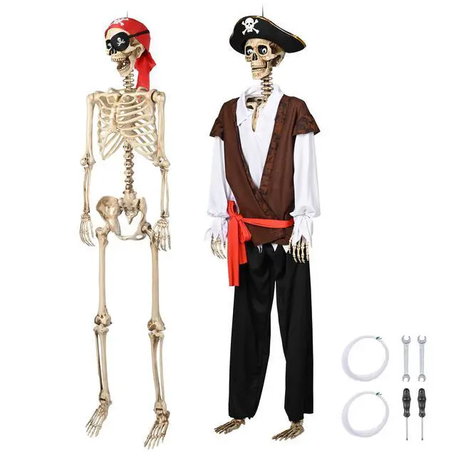 Alt view image 7 of 7 - Yescom 1 Pcs Pirate Captain Skeleton & 1 Pcs Pirate Skeleton 5.6 Ft Life Size Full Body Party Decoration 2026