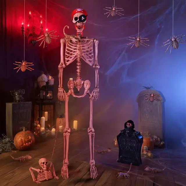 Main image of Yescom 5.6 Ft Pirate Skeleton with 15" Animated Halloween Tombstone & Half Skeleton Party 2026