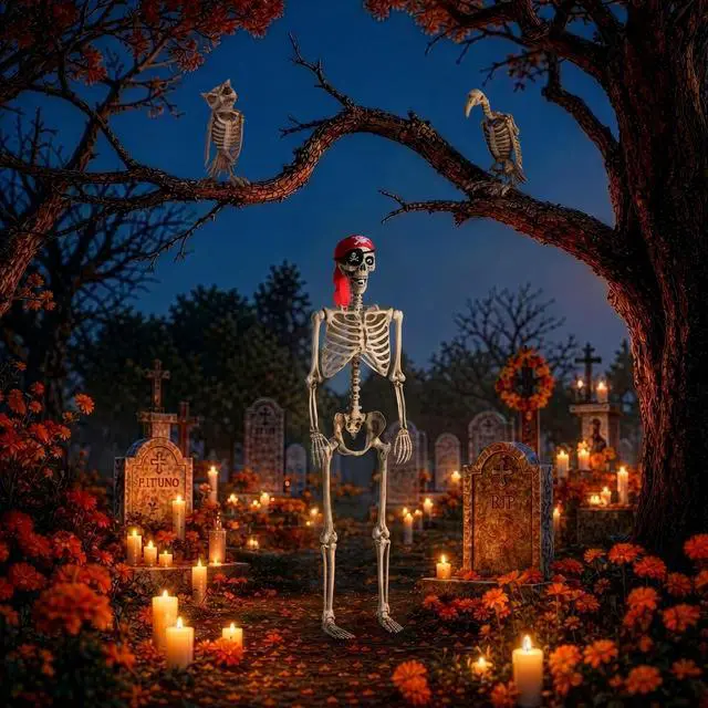 Main image of Yescom 5.6 Ft Life Size Pirate Skeleton w/ Vulture & Owl Skeleton Halloween Party Decorations 2026