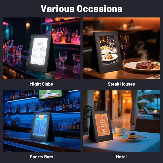 Alt view image 6 of 7 - WeChef LED Backlit Menu Holder Cover Table Tent 4 Pack Fits A5 Size 6.3"x9.4"