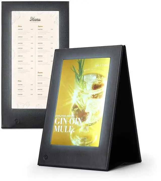 Main image of WeChef Set of 2 LED Backlit Menu Holder Cover Table Tent Fits A5 Size & 5"x11"