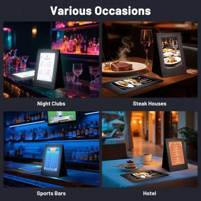 Alt view image 7 of 7 - WeChef Set of 2 LED Backlit Menu Holder Cover Table Tent Fits A5 Size & 5"x11"