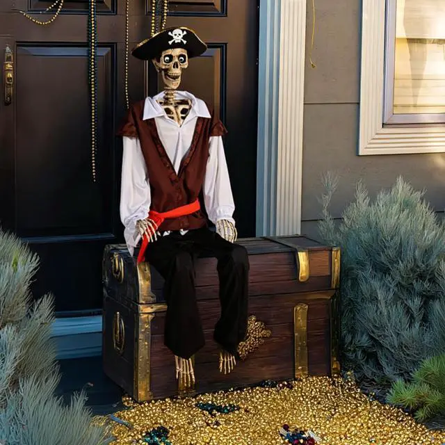 Main image of Yescom 5.6Ft Halloween Pirate Captain Skeleton Life Size Human Bone Movable Joints Outdoor Decor 2026