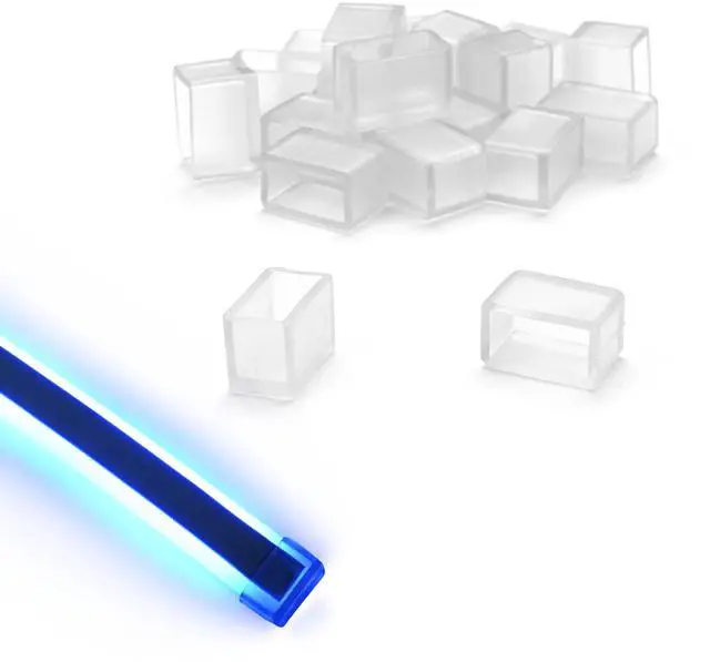 Main image of Yescom 20-Pack 5/8-in x 5/16-in x 3/8-in Clear Silicone Neon Rope Light End Caps for BiLume RGBW