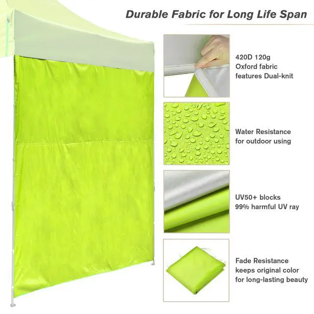 Alt view image 3 of 7 - InstaHibit 10-Pc 10x6.5 ft Canopy Sidewalls Bundle 420D Heavy-Duty UV50+ Protection Enclosure Kit for Commercial Booths