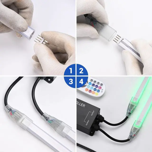 Alt view image 6 of 7 - Yescom 1-to-2 Receiver Remote Control for 4-Pin BiLume RGBW Neon Rope Light