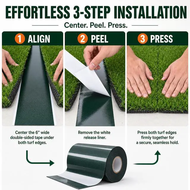 Alt view image 4 of 6 - Yescom 6" x 33' Artificial Turf Seam Tape for Synthetic Grass Rug Garage Home Gym Floor Mat Joining Tape 16 Pack