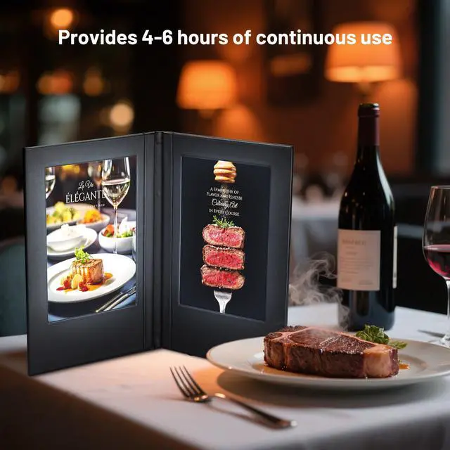 Alt view image 2 of 7 - WeChef LED Backlit Menu Holder Cover Folding Double Panel Fits A5 Size 5.8"x8.3"