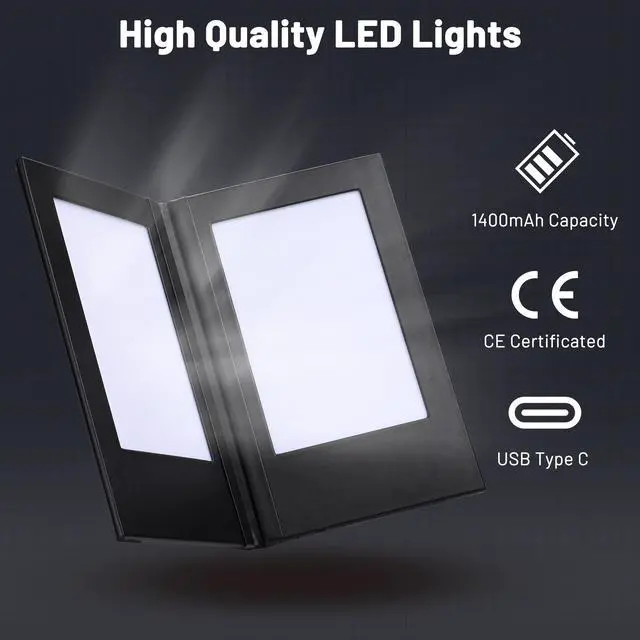 Alt view image 3 of 7 - WeChef LED Backlit Menu Holder Cover Folding Double Panel Fits A5 Size 5.8"x8.3"