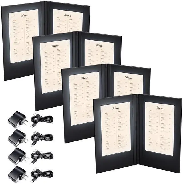 Main image of WeChef LED Backlit Menu Holder Cover Folding Cover Fits A5 Size 5.8"x8.3" 4 Pack