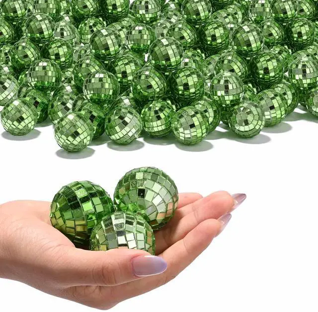 Main image of Yescom 120 Pcs Mini Disco Ball Set 1.6" Small Reflective Mirror for 70s Party Dance Décor Ornaments Bulk Green