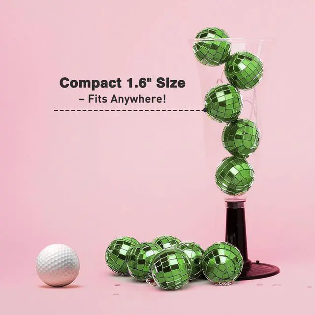 Alt view image 2 of 7 - Yescom 120 Pcs Mini Disco Ball Set 1.6" Small Reflective Mirror for 70s Party Dance Décor Ornaments Bulk Green