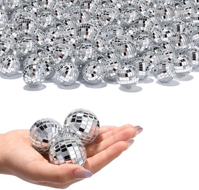 Main image of Yescom 120 Pcs Mini Disco Ball Set 1.6" Small Reflective Mirror for 70s Party Dance Décor Ornaments Bulk Silver