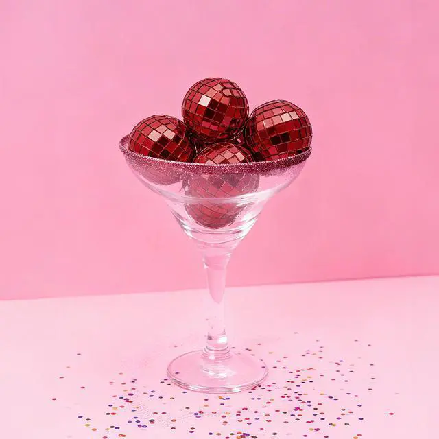 Alt view image 3 of 7 - Yescom 120 Pcs Mini Disco Ball Set 1.6" Small Reflective Mirror for 70s Party Dance Décor Ornaments Bulk Red