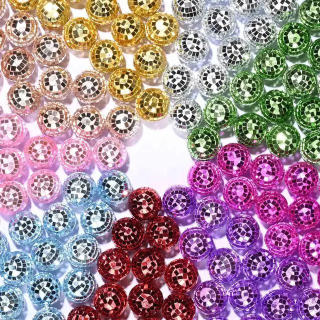 Alt view image 6 of 7 - Yescom 120 Pcs Mini Disco Ball Set 1.6" Small Reflective Mirror for 70s Party Dance Décor Ornaments Bulk Gold