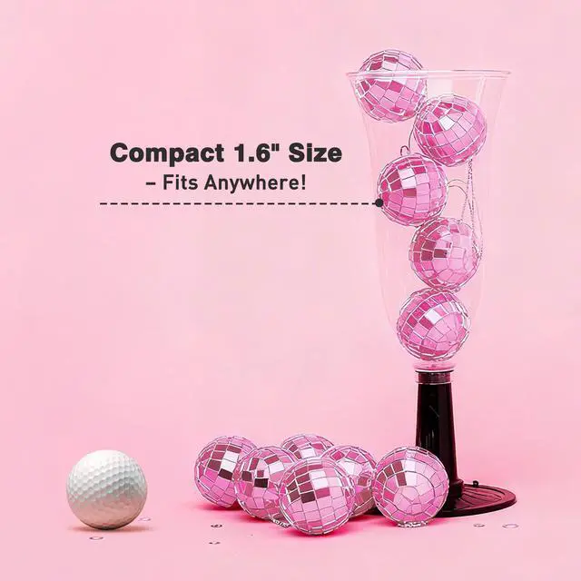 Alt view image 7 of 7 - Yescom 120 Pcs Mini Disco Ball Set 1.6" Small Reflective Mirror for 70s Party Dance Décor Ornaments Bulk Pink