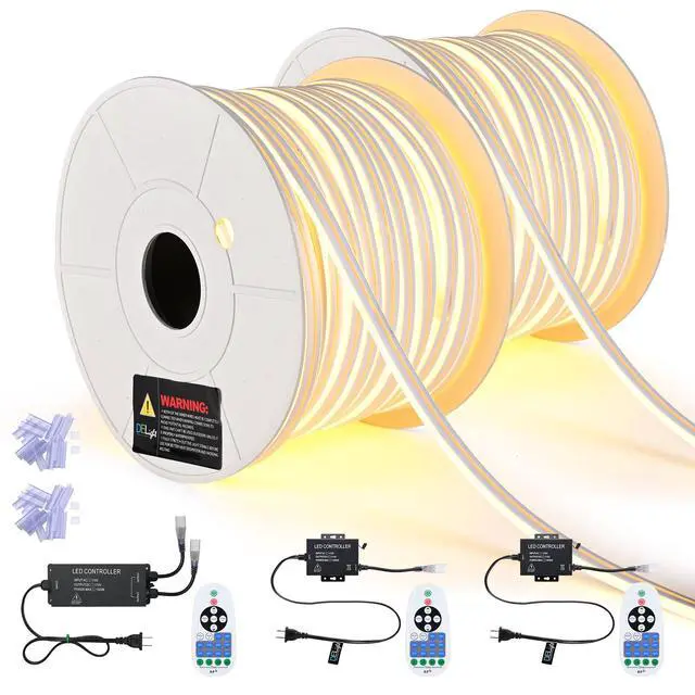Alt view image 3 of 7 - Yescom BiLume 2700K Warm White 150ft x2 Dual Control IP65 Outdoor LED Neon Rope Light Set 110-120V AC plug-and-play