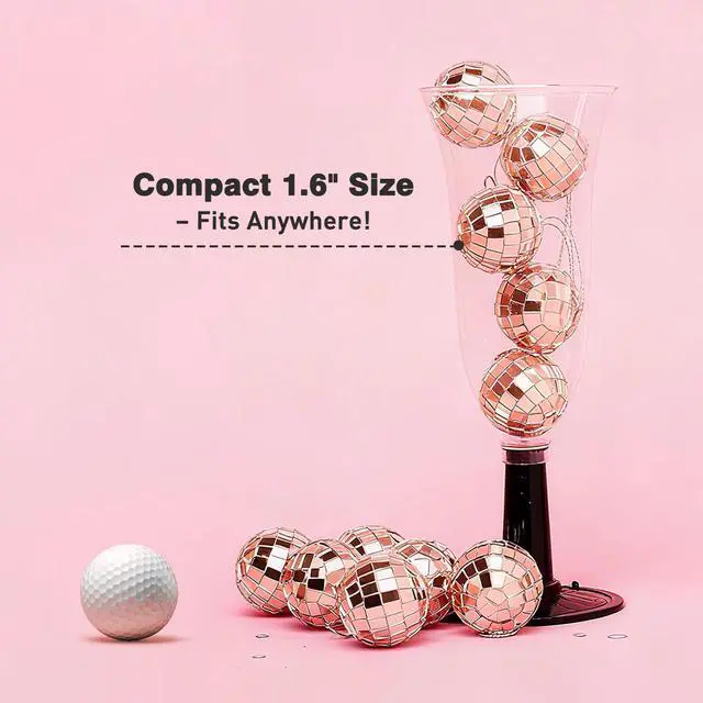 Alt view image 2 of 7 - Yescom 120 Pcs Mini Disco Ball Set 1.6" Small Reflective Mirror for 70s Party Dance Décor Ornaments Bulk Rose Gold