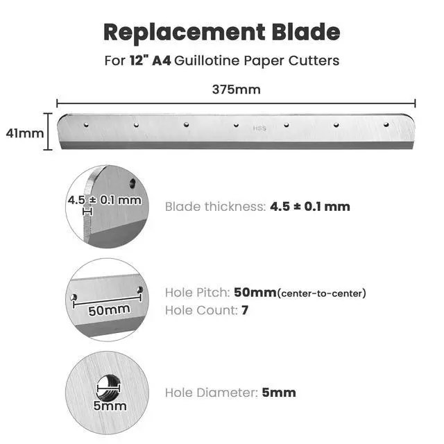 Alt view image 6 of 7 - Yescom A4 Planer Knife Blades Replacement High Speed Steel Ridgid Commercial Paper Guillotine 15 Inch