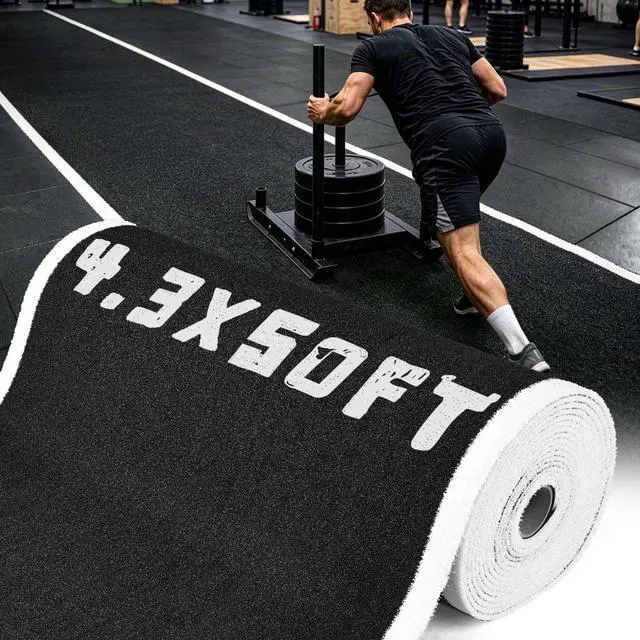 Main image of Yescom 4FTx50FT Black Commercial-Grade Sports Gym Turf Runway for Sled Track HIIT Functional Training, 0.6"H Elite 17-Yard Sprint Strip S&C Facility