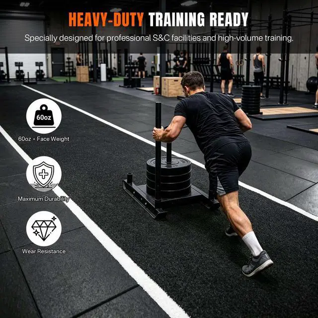 Alt view image 3 of 7 - Yescom 4FTx50FT Black Commercial-Grade Sports Gym Turf Runway for Sled Track HIIT Functional Training, 0.6"H Elite 17-Yard Sprint Strip S&C Facility