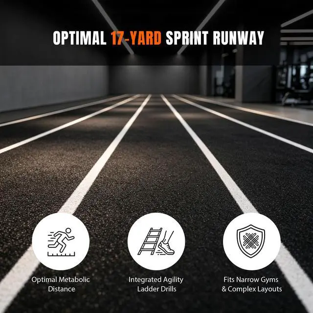 Alt view image 5 of 7 - Yescom 4FTx50FT Black Commercial-Grade Sports Gym Turf Runway for Sled Track HIIT Functional Training, 0.6"H Elite 17-Yard Sprint Strip S&C Facility