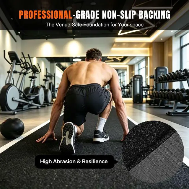 Alt view image 7 of 7 - Yescom 4FTx50FT Black Commercial-Grade Sports Gym Turf Runway for Sled Track HIIT Functional Training, 0.6"H Elite 17-Yard Sprint Strip S&C Facility